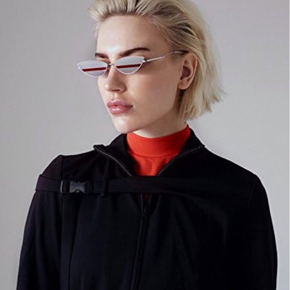 Fashion Designer Sunglasses Retro Small Petals Shape Arc Temple Design B2298 - Picture 3 of 6